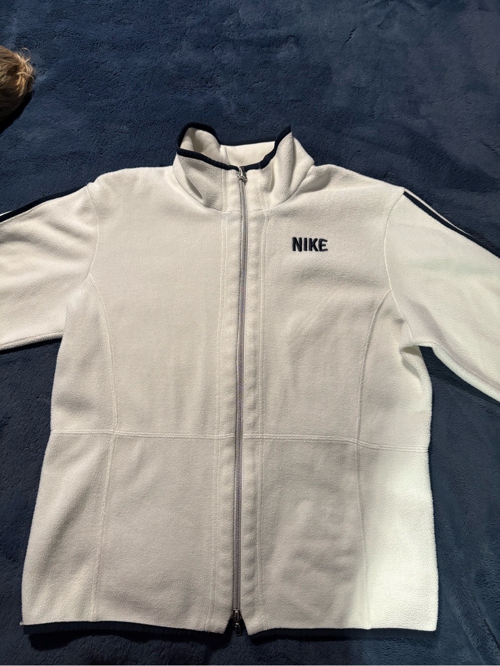 Nike White Fleece Jacket/Sweater with Navy Accents